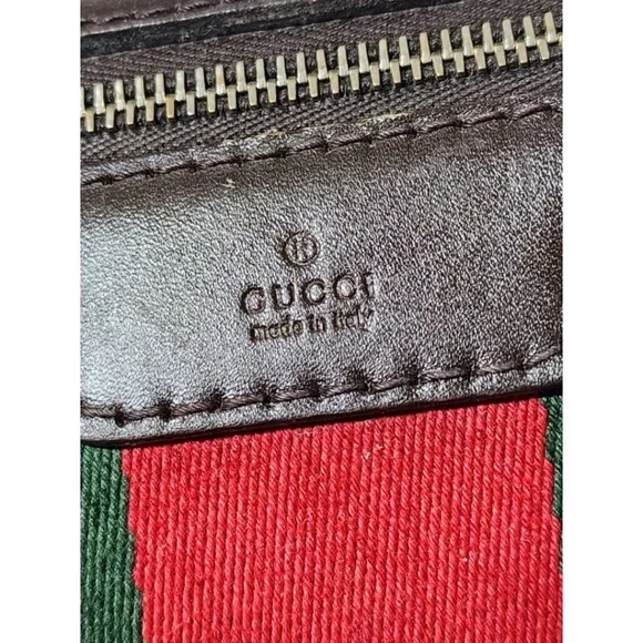 Authentic Gucci GG Canvas Leather Medium Vintage Web Boston Satchel Bag Brown/Be - Picture 7 of 16